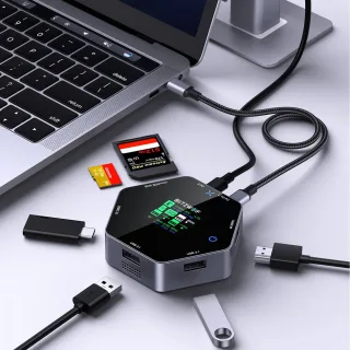 BlitzWolf BW-TH16 8 in 1 USB Hub LCD Smart Display Type-c Docking Station with USB3.1 Type-C 3.1 HD 4K@60Hz SD/TF Card S