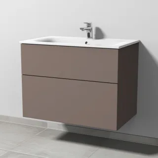 Sanipa 3way Waschtischunterbau zu Geberit Renova Plan Slim Waschtisch mit 2 Auszügen, Taupe-Matt SP6871T