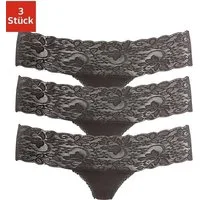 Vivance String (3er-Pack) aus elastischer Baumwolle mit floraler Spitze