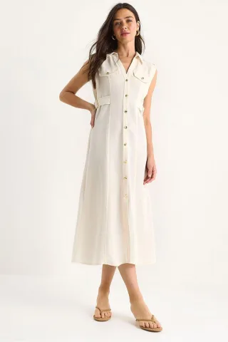 Gürtel-Detailliertes Midikleid
