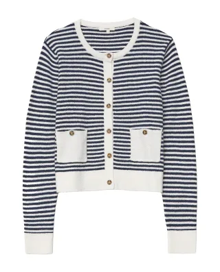 yerse - Cardigan mit Streifen blau/weiß - Gr. - L