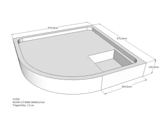 Neuesbad Wannenträger für Bette Corner 90x90x3,5 Viertelkreis SD22718