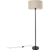 Qazqa Stehlampe Simplo stof, ohne Leuchtmittel, Warmweiß, QAZQA Stehlampe, e27, Schwarz, Stahl, Design