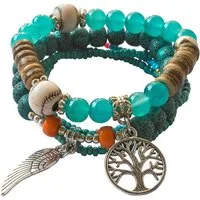 Saraswati Armband Armband "Baum des Lebens" türkis, Glas- und Resinperlen, Ø6cm flexibel