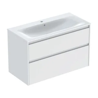 Geberit Renova Plan Möbel-Waschtisch-Set 504041001 Breite 100cm, Korpus/Front weiß / lackiert seidenmatt, Waschtisch weiß
