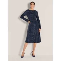 MADELEINE Midikleid Abendkleid mit Glanzeffekt Stilvolles Eventkleid mit U-Boot-Ausschnitt und Langarm