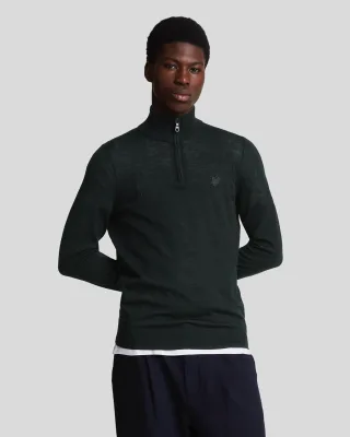 Lyle & Scott Pullover aus Merinowolle mit 1/4-Reißverschluss – Schwarz