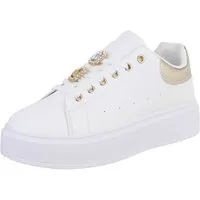 Ital-Design Modischer Sneakers mit Applikationen für Damen Sneaker (91154549) Keilabsatz/Wedge Sneakers Low in Weiß