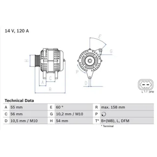 Bosch Lichtmaschine 120A Opel Astra Combo Corsa Meriva Tigra