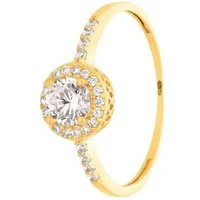 Suzan Gold Goldring 375er Gold Ring – Zirkonia Solitär, edles Geschenk, Gelbgold 375, Zirkonia-Steine