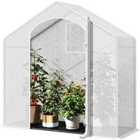 Woltu Foliengewächshaus, BxTxH: 200 x 80 x 200,00 cm, 200x80x200cm, mit Tür Fenstern, aus Stahlrohr PE, Weiß