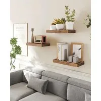 VASAGLE Wandregal Schweberegal, Regalbrett, 40/60/80 cm, 3-tlg., Wandboard für Bilderrahmen, Deko, für Wohnzimmer, Arbeitszimmer, Küche