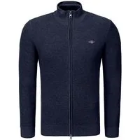 Gant Strickjacke Micro Textured Cotton Zip Herren Sweatjacke, Feinstrickjacke, Grobstrickjacke, Wolljacke, Cardigan