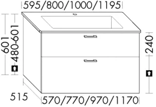 Burgbad Waschtischunterschrank zu Keramik Waschtisch System 30 Preisgruppe 3 Diago 601x770x515 WYQD077F6560