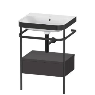 Duravit Happy D.2 Plus c-bonded Set mit Metallkonsole und Schubkasten Graphit Supermatt 575x490x850  HP4740N8080