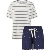 By Louise Shorty Sleep Chic (Set, 2 tlg., 2-teilig) Damen Pyjama kurz Shorty Kurzarm Baumwolle
