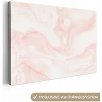 OneMillionCanvasses® Leinwandbild Marmor - Weiß - Rosa - Pastell, Fotodruck (1 St), Leinwand Bilder Klein, Wand Dekoration Aesthetic 30x20 cm