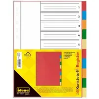 Idena Spiel Idena Register aus Kunststoff 120µ 5 Farben DIN A4 10 Stück