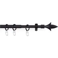 Bestlivings Gardinenstange mit dekorativen Endstücken 120-220 cm, Ø 16 mm, 1-läufig, ausziehbar, Wandträger, verschraubt, Metall, inkl. Ringe mit Faltlegehaken und Befestigungsmaterial