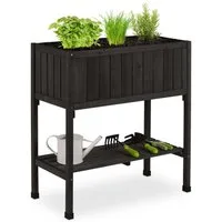 relaxdays Hochbeet aus Tannenholz, schwarz