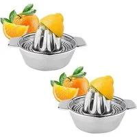 BAYLI Mörser 2er Set Zitruspresse manuell aus Edelstahl, Ø12.5cm Saftpresse
