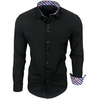 Baxboy Langarmhemd Baxboy Herren Kariert Hemd Kentkragen Langarm Business Karohemd B-501