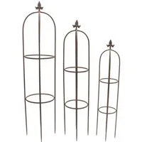 Dekoleidenschaft Rankhilfe "Schwertlilie" aus Metall, schwarz, Ranksäule, Obelisk, Rankgitter, 3 St., im Set, Garten Rosenspalier für Kletterpflanzen