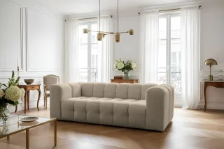 Sofa Designersofa SOLVIE 3-Sitzer in Stoff Moly Beige