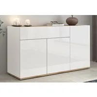 OTTO home Sideboard Garda, Kommode, Schrank, 3 Türen, 1 Schublade, Made in Italy, Hochglanzlackierte Fronten, Korpus matt, grifflos, Breite 120,1 cm