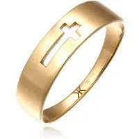 Kuzzoi Silberring Kreuz Basic 375 Gelbgold