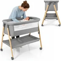 Moby-System Baby-Reisebett Babybett mit Matratze & Rollen – klappbar, grau Moby-System
