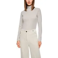 Marc Cain Longsleeve City Tours Premium Damenmode mit schimmerndem Lurexgarn, schmal geschnitten, Stehkragen