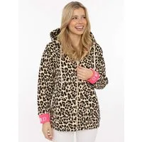 Zwillingsherz Kapuzensweatjacke "WILD WILD" Leomuster, Kapuze mit Kordel, Bündchen mit WILD Print, Zipper
