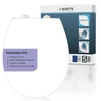 Schütte WC-Sitz Duroplast, WHITE PRO 1 (WC-Sitz, Befestigungsmaterial, Montageanleitung), mit Absenkautomatik und Schnellverschluss