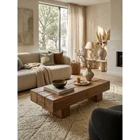 KADIMA DESIGN Couchtisch Couchtisch Massiv-Holz Akazie 120cm breit Design Wohnzimmer-Tisch, dunkel-braun Landhaus-Stil Beistelltisch