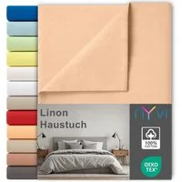 NYVI Betttuch Linon Deluxe Bettlaken ohne Gummizug aus 100% atmungsaktiver Baumwolle, Baumwolle, (1 Stück), Betttuch auch als Sommerdecke nutzbar, OEKO-TEX 100, Bei 60°C waschbar