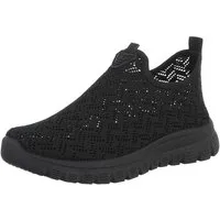 Ital-Design Sportlicher Damenschuh mit atmungsaktivem Obermaterial Slip-On Sneaker (88843507) Keilabsatz/Wedge Sneakers Low in Schwarz