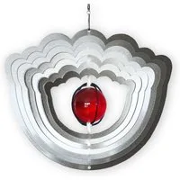 colourliving Windspiel Windspiel Metall 3D Blume Edelstahl Windspiele hängend mit Glaskugel (1x Windspiel), inklusive Aufhängung, farbige Glaskugel