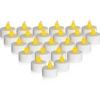 Spetebo Teelicht LED warm weiß mit Flackereffekt und Timer (24er Set, 1-tlg., mit praktischer Aufbewahrungsbox), mit 2 Funktionen: AN mit Timer