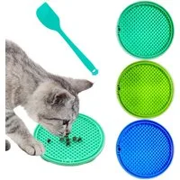 FELIXLEO Antischlingnapf 3er Schleckmatte Katze 10x10cm mit Spatel, Saugnäpfe & Slow Feeder