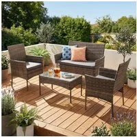 oyajia Gartenlounge-Set Polyrattan Sitzgruppe für 4 Personen mit Tisch, (Rattan-Möbel, Garten-Lounge, Outdoor-Sitzmöbel), 1x2er Sofa, 2 Sessel, Tisch 40x71x41 cm