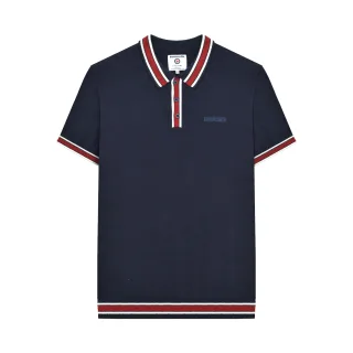 Lambretta - "Valero" Poloshirt Mit kontrastfarbenen Streifen für Herren kurzärmlig (Marineblau)