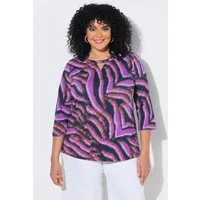 Ulla Popken T-Shirt Shirt Animal-Muster Classic Rundhals 3/4-Arm