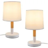 ZMH LED Tischleuchte Nachttischlampe Tischleuchte Holz - Tischlampe Schlafzimmer E27, LED fest integriert