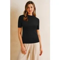 Arach&Cloz Kurzarmpullover Damen Pullover Wolle Blended Seamless Tops Rollkragenpullover, Nahtlose Herbsttops aus Wollmischung