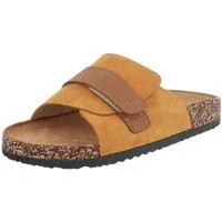 Ital-Design Bequeme Damenschuhe mit Klettverschluss für die Freizeit Pantolette (89852824) Flach Pantoletten in Camel