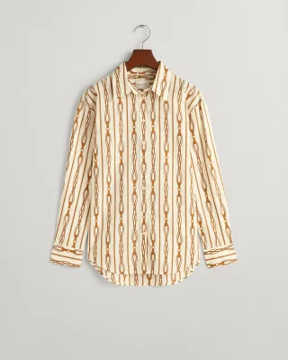 GANT - Relaxed Fit Rope Striped Baumwoll Voile Bluse linen - Gr. - 44