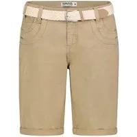 SUBLEVEL Bermudas Chinoshorts mit Stoffgürtel und Knopfleiste, Regular Fit Twill Shorts