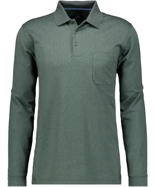 RAGMAN - Poloshirt langarm Moosgrün - Gr. - 3XL