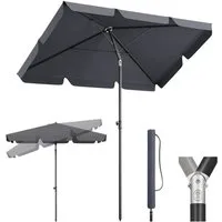 Sekey Sonnenschirm 200 x 125 cm Balkonschirm Rechteckig Sonnenschirm mit Schutzhülle, LxB: 200x125 cm, Abknickbar, Sonnenschutz UV50+, Marktschirm für Terrasse, Garten